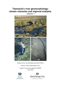Tasmania`s river geomorphology: stream character and regional