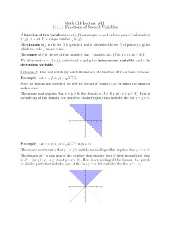Math 314 Lecture #11 &sect;14.1: Functions of Several Variables