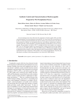 Synthesis Control and Characterization of Hydroxyapatite Prepared