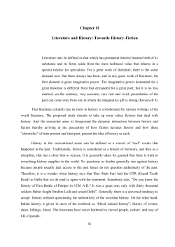 Chapter II Literature and History: Towards History