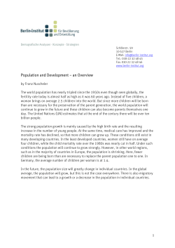 Population and Development &ndash; an Overview