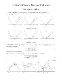 Section 11.4 Tangent Lines and Derivatives