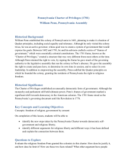 Pennsylvania Charter of Privileges (1701) William Penn