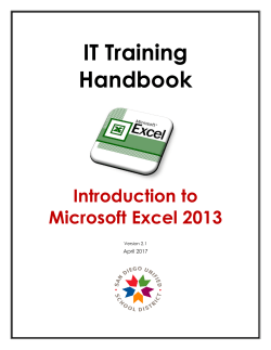 Introduction to Excel 2013 Handbook