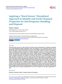 “Hard Science” Disciplined Approach to Identify and Verify Chemical