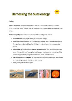 Harnessing the Suns energy