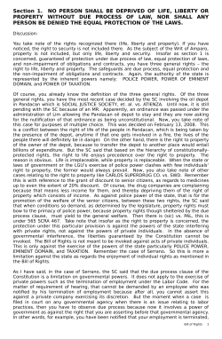 Section 1. NO PERSON SHALL BE DEPRIVED OF LIFE, LIBERTY