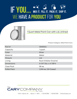 Specs: 1 Quart Metal Paint Can with Lid, Unlined