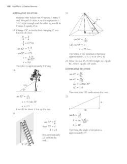 ALTERNATIVE SOLUTION Students may realize that 45 equals 9