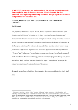Europe, Technology and Colonialism in the 20th Century