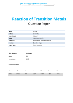 Reaction of Transition Metals