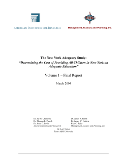 The New York Adequacy Study - American Institutes for Research