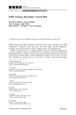 ISTR Voluntas Best Paper Award 2014