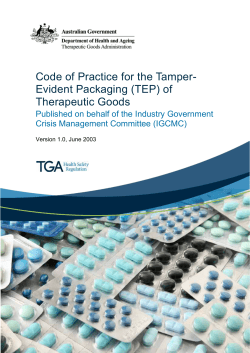 Code of Practice for the Tamper-Evident Packaging (TEP)