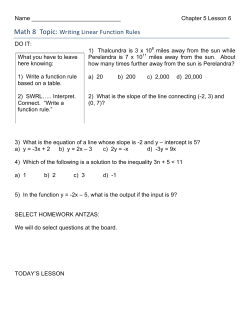 Math 8 Topic: Writing Linear Function Rules