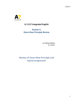 Review of Given-New Principle and topical progression