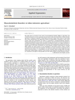 Musculoskeletal disorders in labor-intensive agriculture