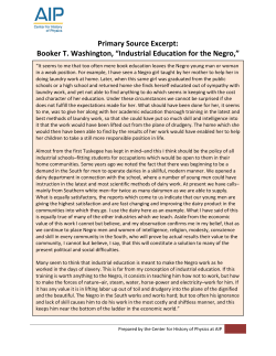 Primary Source Excerpt: Booker T. Washington, &ldquo;Industrial
