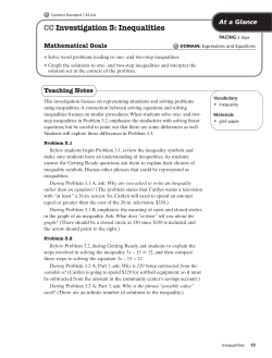 CC Investigation 3: Inequalities - Teacher