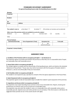 Standard occupancy agreement