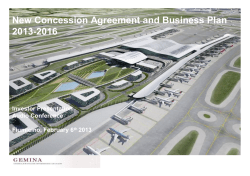 New Concession Agreement and Business Plan 2013-2016
