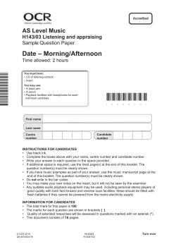OCR AS Level Music SAM Listening and appraising