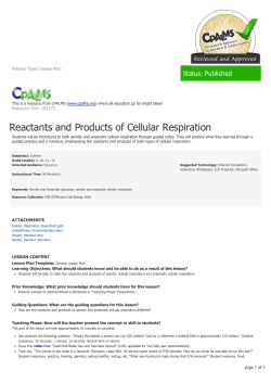 Reactants and Products of Cellular Respiration