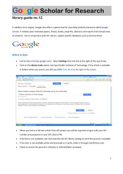 Google Scholar for Research