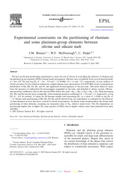Experimental constraints on the partitioning of rhenium and some
