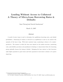 Lending Without Access to Collateral A Theory of Micro