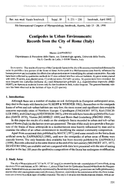 Centipedes in Urban Environments: Records from the City of Rome