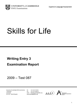 Skills for Life Writing (Entry 3) Examination Report