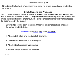 Grammar Warm Up #46 Directions: Rewrite each sentence