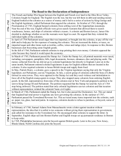 The Road to the Declaration of Independence