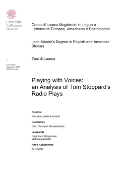 Playing with Voices: an Analysis of Tom Stoppard`s Radio Plays