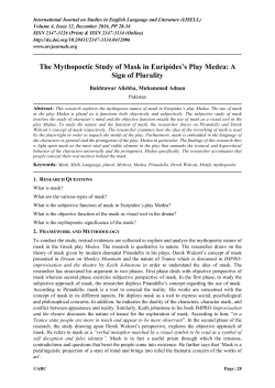 The Mythopoetic Study of Mask in Euripides`s Play Medea: A Sign of