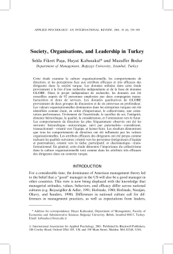 Society, Organisations, and Leadership in Turkey