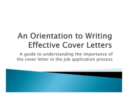 An Orientation to Writing Effective Cover Letters
