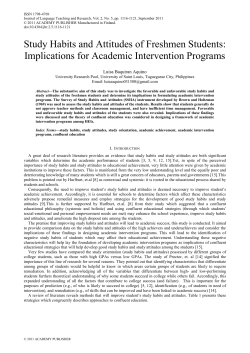 Study Habits and Attitudes of Freshmen Students