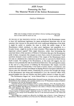 AHR Forum Possessing the Past: The Material World of the Italian
