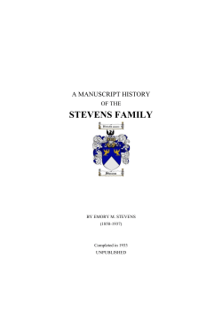 A Manuscript History of the Stevens Family, unpublished