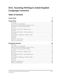 III-E. Teaching Writing to Adult English Language Learners