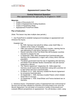 Appeasement Lesson Plan Central Historical Question: Was