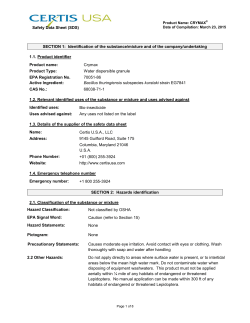 Safety Data Sheet (SDS) SECTION 1: Identification of the substance