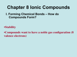 I. Forming Chemical Bonds