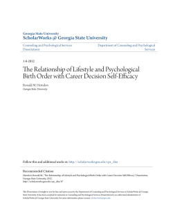 The Relationship of Lifestyle and Psychological Birth Order with