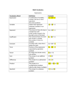 Math Vocabulary Expressions