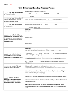 Unit 4:Chemical Bonding Practice Packet