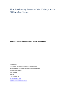 The Purchasing Power of the Elderly in Six EU Member States.