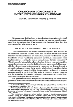 Curriculum Consonance in United States History Classrooms